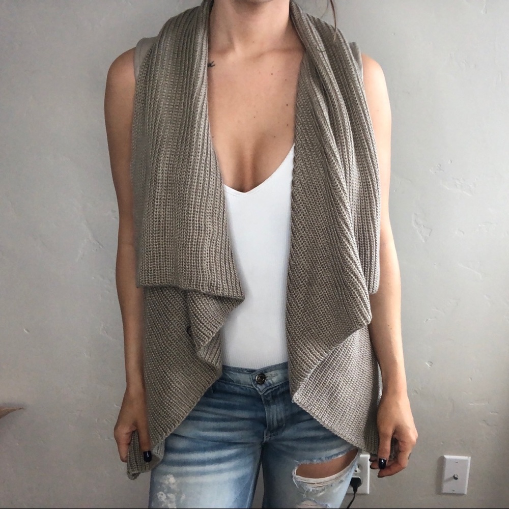 Blanc Noir Faux Leather and Knit Vest sz XS